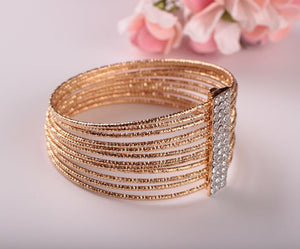 Fashion Multi-layer Wire Metal Exaggerated Circle Imitation Diamond Bracelet