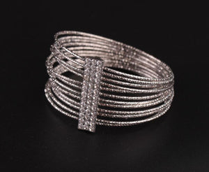 Fashion Multi-layer Wire Metal Exaggerated Circle Imitation Diamond Bracelet