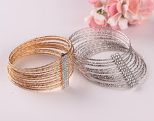 Load image into Gallery viewer, Fashion Multi-layer Wire Metal Exaggerated Circle Imitation Diamond Bracelet