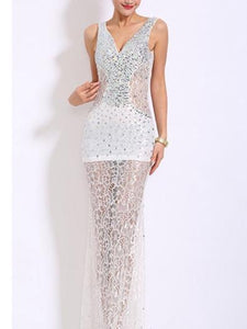Sexy Perspective Slim Bodycon Lace Evening Dress Banquet Dress