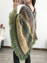 Load image into Gallery viewer, National Hood Shawl Knitted Spring and Summer Jacket Horse Sea Hair Tassel Scarf Coat Women Long Shawl Leisure