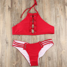 Load image into Gallery viewer, 2018 Red Hollow Sexy Swimwear Bikini Sets