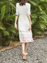 Load image into Gallery viewer, 2018 Embroidered Half Sleeve Bohemia Beach Dress