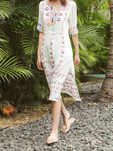 Load image into Gallery viewer, 2018 Embroidered Half Sleeve Bohemia Beach Dress