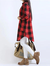 Load image into Gallery viewer, Women Long Sleeve Boyfriend Scottish Plaid Pockets Button Blouses