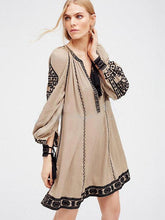 Load image into Gallery viewer, Ethnic-style Embroidery Tassels V-neck Mini Dress