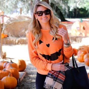 Women Fashion Hot Halloween Party Pumpkin Sweatshirt Tops