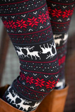 Load image into Gallery viewer, Black Snowflakes Elk Christmas Warm Leggings