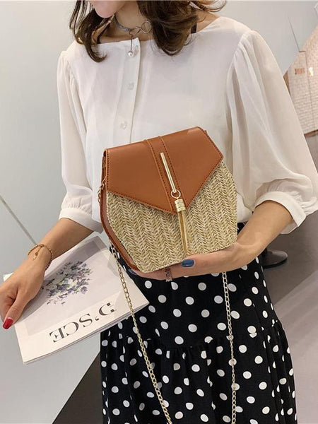 Texture Fashion Tassel Knitted Linen Single Shoulder Slung Small Square Bag