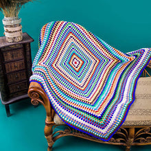 Load image into Gallery viewer, Color Striped Handmade Crochet Blanket Woven Cotton Thread Retro Pastoral Style Mat