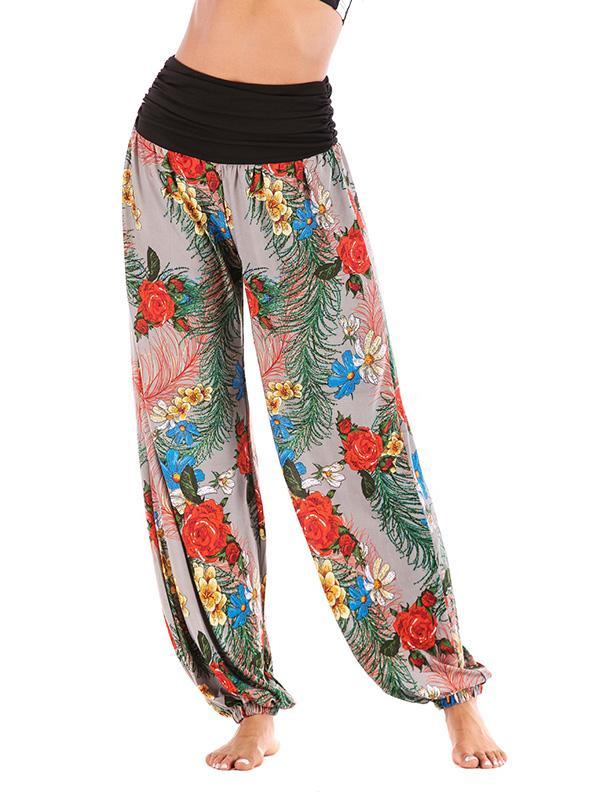 Floral Printed Wide Leg Casual Pants