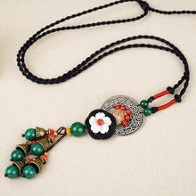 Load image into Gallery viewer, Retro Wild National Style Shell Flower Dried Bluestone Necklace