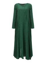 Load image into Gallery viewer, Women Vintage Cotton Tunic Loose Large Size Long Sleeve Maxi Dress