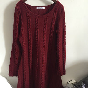 Spring four-color knit padded sweater round neck long sleeve dress