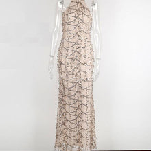 Load image into Gallery viewer, New Summer Hanging Neck Strap Sexy Tassel Sequined Maxi Dress