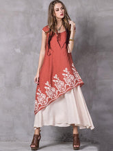Load image into Gallery viewer, Asymmetric Embroidered Maxi Dress