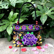 Load image into Gallery viewer, Big Peony Embroidery Ethnic Travel Women Shoulder Bags Handmade Canvas Wood Beads Handbag - hiblings