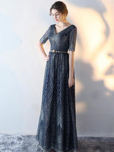 Load image into Gallery viewer, Elegant V-neck Waisted Evening Dress