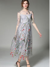 Load image into Gallery viewer, Pretty Floral Lace Half Sleeve Round Neck Maxi Dress