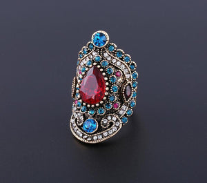 Retro Bohemia Crystal Ruby Gemstone Ring