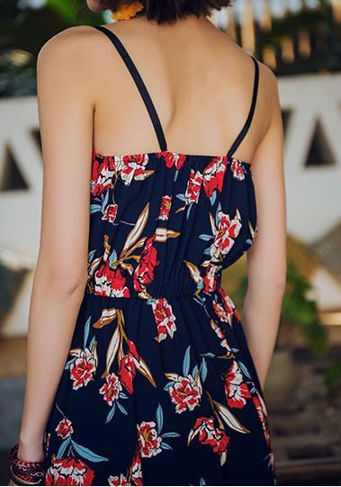 2018 New Spaghetti Strap Printed Bohemia Beach Maxi Dress