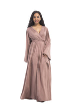 Load image into Gallery viewer, Plus size dress irregular personality solid color sexy long-sleeved deep V women s evening dress colored optional