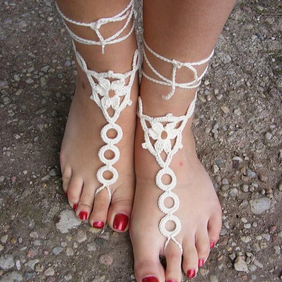 Handmade cotton thread flower anklet bracelet - 3