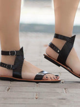 Load image into Gallery viewer, Solid Color Casual Open Toe Flat Sandals Shoes