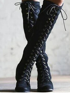 2018 Winter Rivet Bandage Thigh-high Boots Shoes