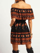 Load image into Gallery viewer, Pretty Bohemia Floral Off Shoulder Elastic Waist Mini Dress