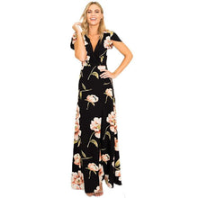 Load image into Gallery viewer, 2018 New Floral Print V Neck Split Maxi Dress