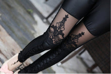 Load image into Gallery viewer, Pants lace stitching feet pants leggings punk female lace feet pants
