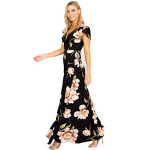 Load image into Gallery viewer, 2018 New Floral Print V Neck Split Maxi Dress