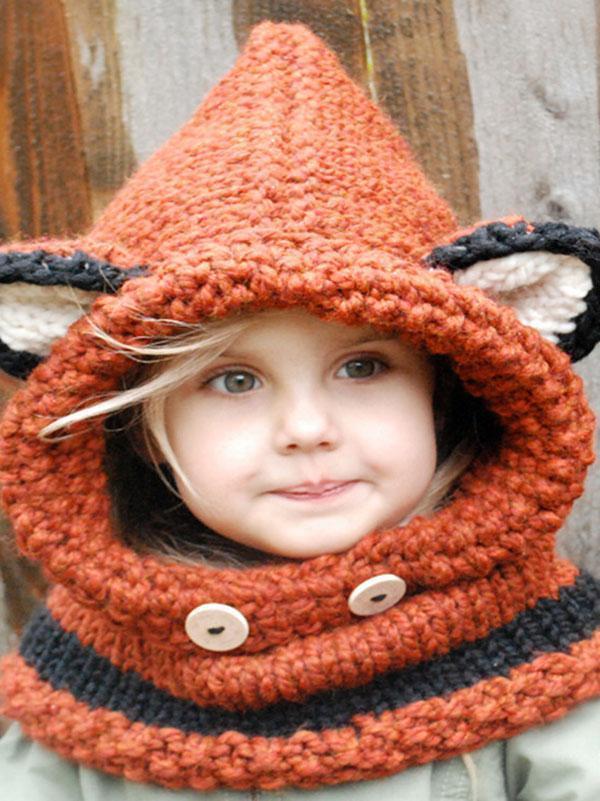 Knitted Fox Featured Warmer Hat