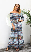 Load image into Gallery viewer, Print Off Shoulder Beach Bohemia Maxi Long Dress