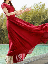 Load image into Gallery viewer, Elegant Solid Color Chiffon Short Sleeve Maxi Party Dress