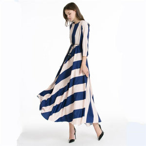 Casual Stripes Big Swing Beach Maxi Dress