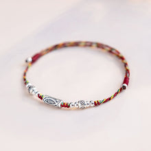Load image into Gallery viewer, Original 925 sterling silver Koi fish bracelet women&#39;s autumn red rope weaving vintage small gift anklet