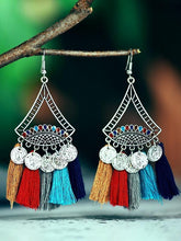 Load image into Gallery viewer, Coin Sector Color Matching Tassel Personality Ethnic Earrings