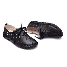 Load image into Gallery viewer, Hollow Out Breathable Stitching Lace Up Leather Soft Shoes