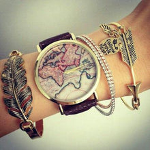 Load image into Gallery viewer, Boho Retro Golden Arrow Leaf Feather Drill Chain Bracelet Set