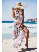 Load image into Gallery viewer, Seaside Vacation Retro Beach Big Swing Halterneck Split Dress