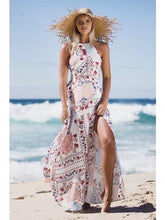 Load image into Gallery viewer, Seaside Vacation Retro Beach Big Swing Halterneck Split Dress