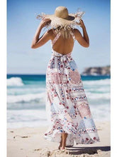 Load image into Gallery viewer, Seaside Vacation Retro Beach Big Swing Halterneck Split Dress