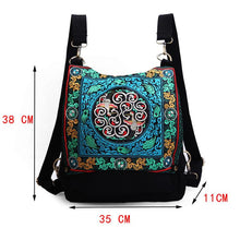 Load image into Gallery viewer, New embroidery versatile national style canvas retro Travel Backpack student schoolbag women&#39;s bag