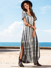 Load image into Gallery viewer, Summer Printed V-Neck Short Sleeve Beach Long Dress