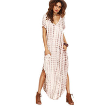 Load image into Gallery viewer, Summer Printed V-Neck Short Sleeve Beach Long Dress