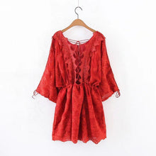 Load image into Gallery viewer, New Summer Hollow Back Cross Batwing Sleeve Mini Dress