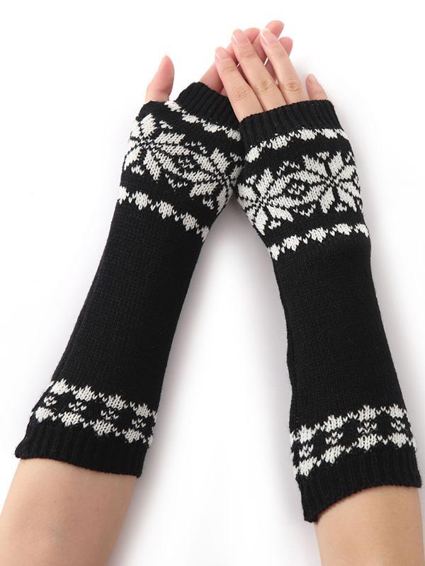 Bohemia Oversleeves Knitted Arm Warm Winter Fingerless Sleevelet Mittens