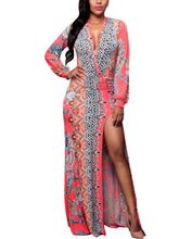 Load image into Gallery viewer, Pretty Floral V-neck Split-joint Floor Maxi Dress